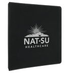 NAT-SU Leatherette 3-Ring Binder w/ 1" Slant D-Rings - Black/Silver