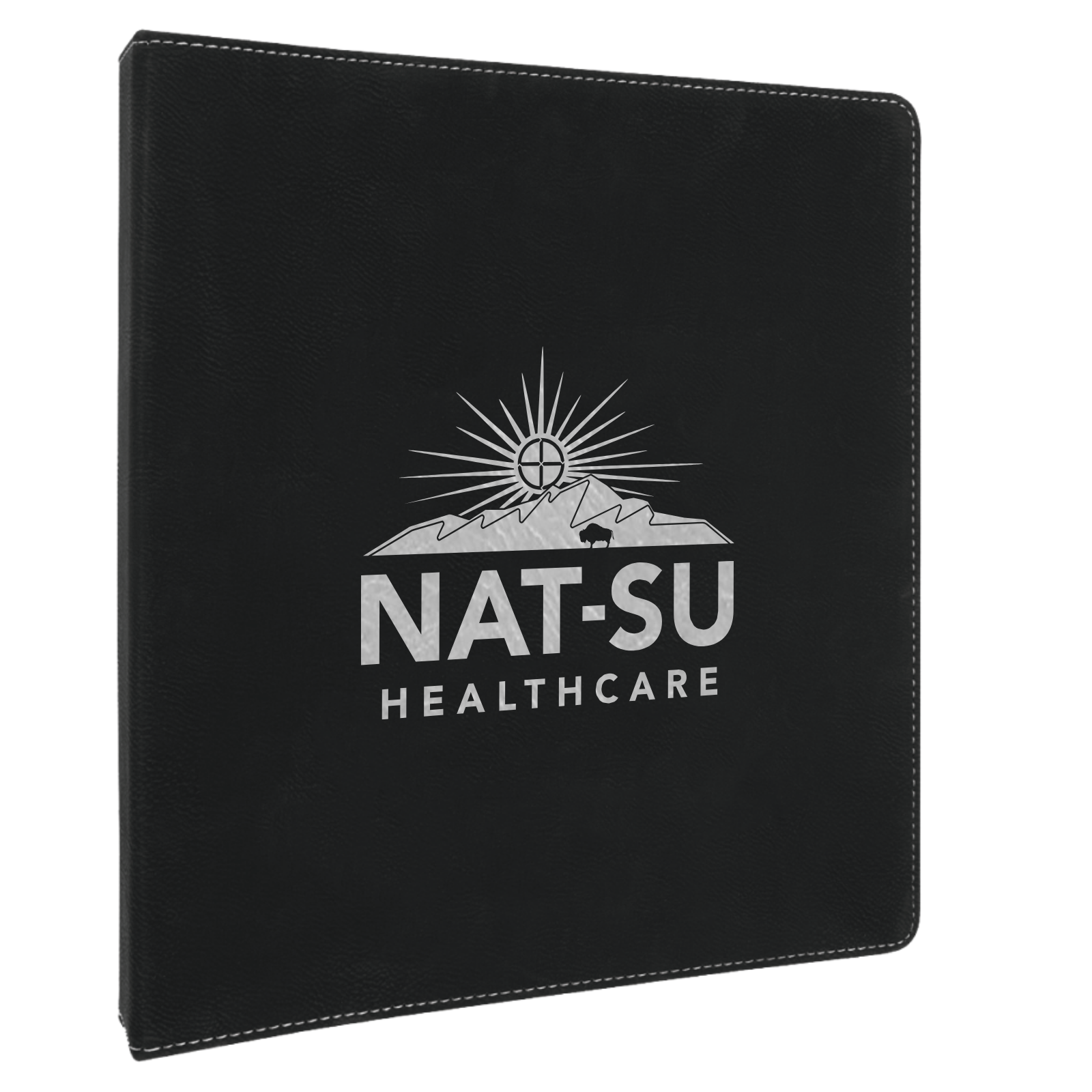 NAT-SU Leatherette 3-Ring Binder w/ 1" Slant D-Rings - Black/Silver