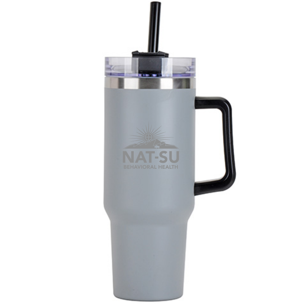 NAT-SU BEHAVIORAL HEALTH Maxim 40 oz Vacuum Insulated Stainless Steel Mug - Cool Grey