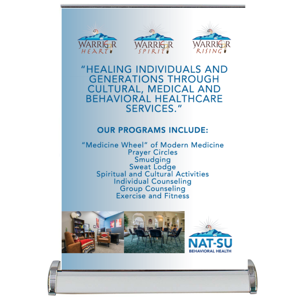 NAT-SU WARRIOR Mini Table-Top Retractable Banner Stand - Missions