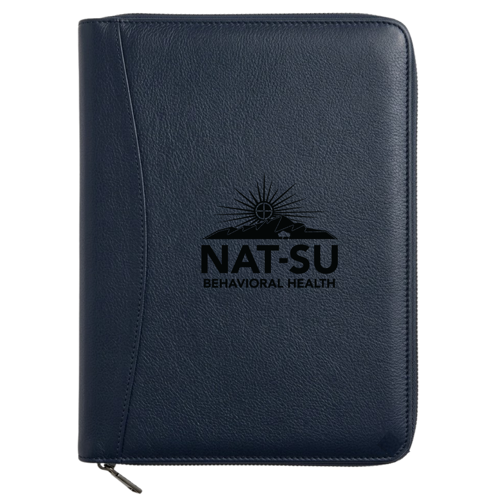NAT-SU BEHAVIORAL HEALTH Deluxe Padfolio Folder Plus w/Zipper Closure - Navy