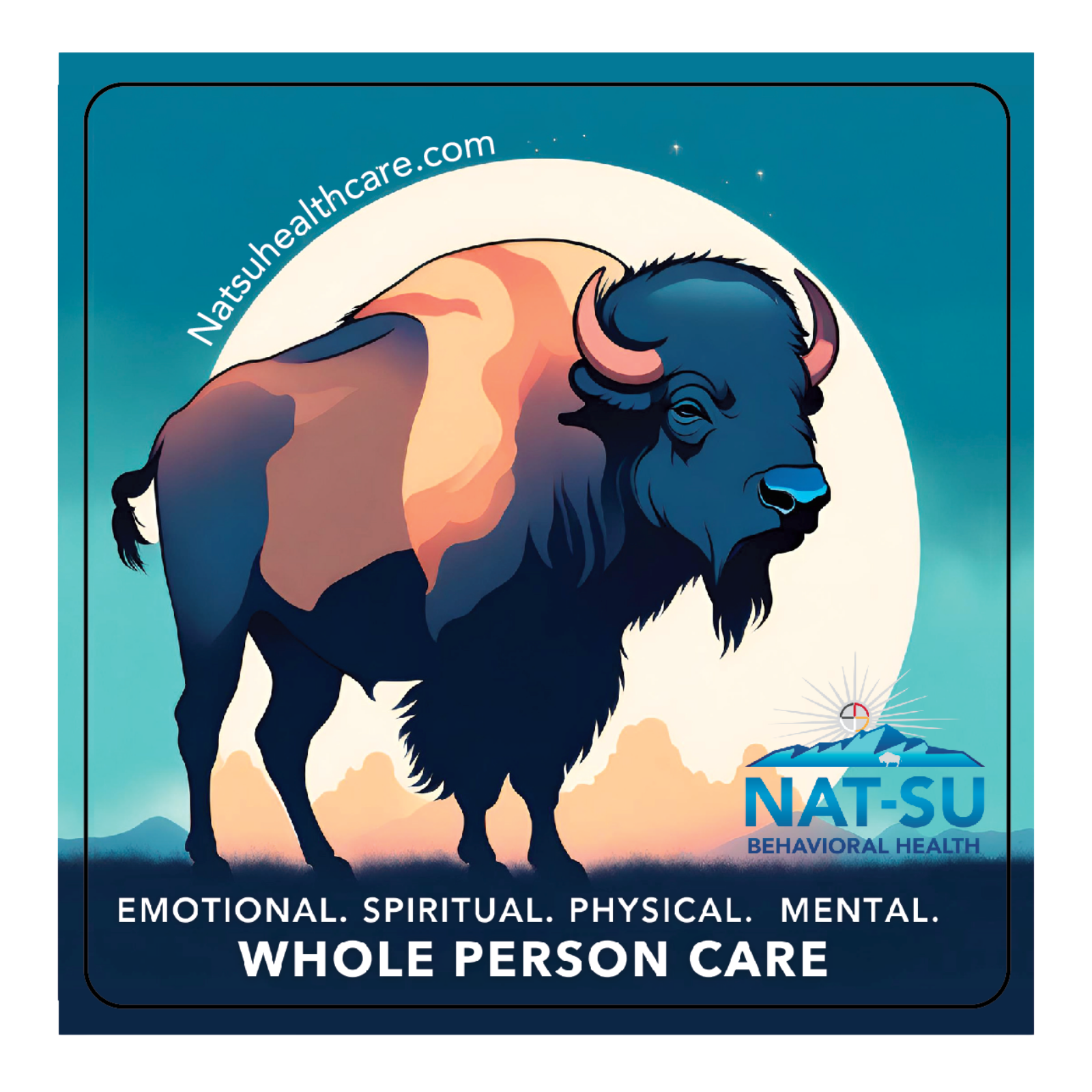 NAT-SU 3" Square Whole Person Care Sticker - Full Color