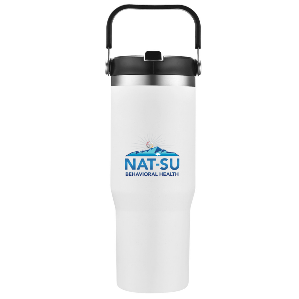NAT-SU BEHAVIORAL HEALTH Sip Supreme 30 oz Stainless Steel Bottle - White