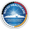 NAT-SU Round Sticker 4"- Tribal Print Classic White Logo