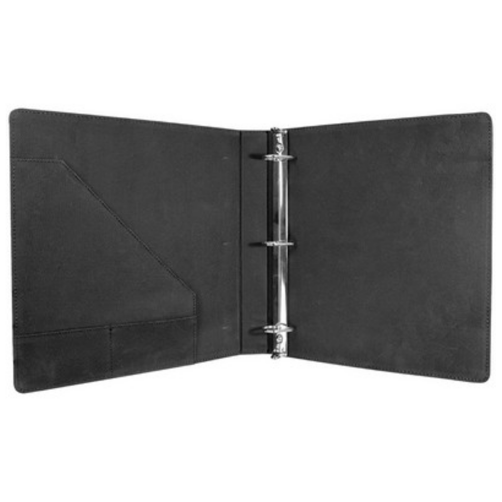 NAT-SU Leatherette 3-Ring Binder w/ 1" Slant D-Rings - Black/Silver