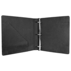 NAT-SU Leatherette 3-Ring Binder w/ 1" Slant D-Rings - Black/Silver